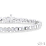 5 1/2 ctw North-South Bezel Set Emerald Cut Diamond Tennis Bracelet in 14K White Gold