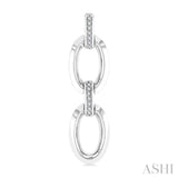 1/10 Ctw Oval Shape D-Link Round Cut Diamond Fashion Earring in Sterling Silver