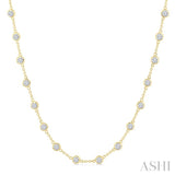 5 Ctw Bezel Set Round Cut Diamond Station Necklace in 14K Yellow Gold