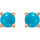 14K Rose 6 mm Natural Turquoise Earrings