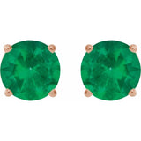 14K Rose 6 mm Lab-Grown Emerald Stud Earrings