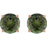 14K Rose 6 mm Natural Green Tourmaline Stud Earrings