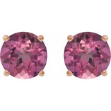 14K Rose 6 mm Natural Pink Tourmaline Stud Earrings
