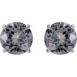 14K White 6 mm Natural Gray Spinel Stud Earrings