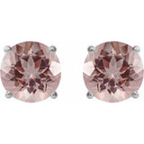 14K White 6 mm Natural Pink Morganite Stud Earrings