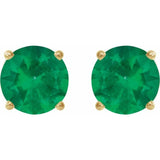 14K Yellow 6 mm Lab-Grown Emerald Stud Earrings