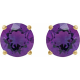 14K Yellow 6 mm Natural Amethyst Stud Earrings