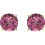 14K Yellow 6 mm Natural Pink Tourmaline Stud Earrings