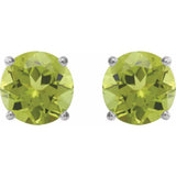 Platinum 6 mm Natural Peridot Stud Earrings