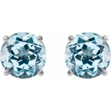 Platinum 6 mm Natural Sky Blue Topaz Stud Earrings