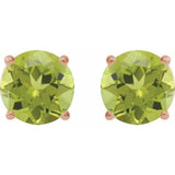 14K Rose 7 mm Natural Peridot Stud Earrings