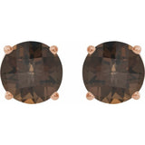 14K Rose 7 mm Natural Smoky Quartz Stud Earrings