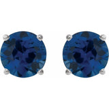 14K White 7 mm Lab-Grown Blue Sapphire Stud Earrings