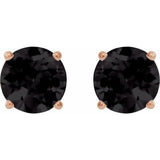 14K Rose 8 mm Natural Black Onyx Stud Earrings
