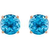 14K Rose 8 mm Natural Swiss Blue Topaz Stud Earrings