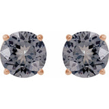 14K Rose 6 mm Natural Gray Spinel Stud Earrings