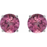 Platinum 6 mm Natural Pink Tourmaline Stud Earrings