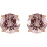 14K Rose 6 mm Natural Pink Morganite Stud Earrings