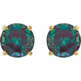 14K Yellow Gold 7 mm Lab-Grown Alexandrite Earrings