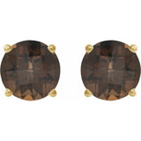 14K Yellow 7 mm Natural Smoky Quartz Stud Earrings