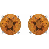 Platinum 7 mm Natural Citrine Stud Earrings