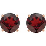 14K Rose 8 mm Natural Mozambique Garnet Stud Earrings