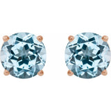 14K Rose 8 mm Natural Sky Blue Topaz Stud Earrings