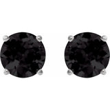 14K White 8 mm Natural Black Onyx Stud Earrings