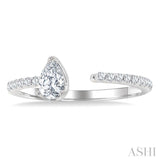3/8 ctw Pear and Round Cut Diamond Fashion Open Ring in 14K White Gold