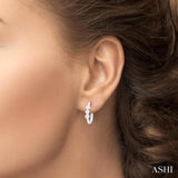 3/4 Ctw 3-Stone Round Cut Diamond Fashion Hoop Earring in 14K White Gold