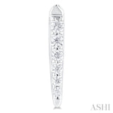 1/10 Ctw Petite Vertical Bar Graduated Round Cut Diamond Fashion Stud Earring in 10K White Gold