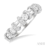 1 ctw Fusion Baguette and Round Cut Diamond Fashion Band in 14K White Gold