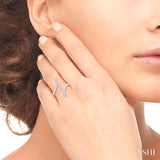 1/10 ctw Wide Bypass Bar Intersection Round Cut Diamond Lightweight Fashion Ring in 10K White Gold