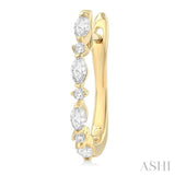 1/2 Ctw Marquise and Round Cut Diamond Fashion Hoop Earrings in 14K Yellow Gold