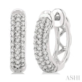 1/4 Ctw Petite Triple Row Round Cut Diamond Fashion Huggies in 10K White Gold