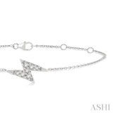1/10 Ctw Petite Lightning Bolt Round Cut Diamond Fashion Bracelet in 10K White Gold