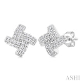 1/5 Ctw Petite Pinwheel Round Cut Diamond Fashion Stud Earring in 10K White Gold