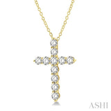 3 Ctw Latin Cross Round Cut Diamond Pendant With Chain in 14K Yellow Gold