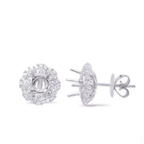 14 KT Baguette Shape White Gold Halo Diamond Earring