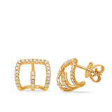 14 KT Rounds Shape Yellow Gold Diamond Earring