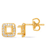 14 KT Rounds Shape Yellow Gold Diamond Earring For 4mm