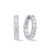 14 KT Rounds Shape White Gold Hoop Earring 4 Prongs