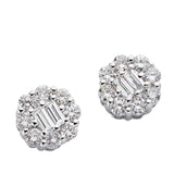 14 KT Baguette Shape White Gold Diamond Earring