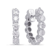 14 KT Rounds Shape White Gold Diamond Oval Hoop Earring
