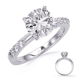 14 KT Baguette Shape White Gold Engagement Ring