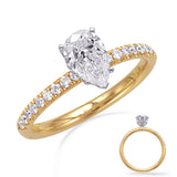 14 KT Rounds Shape White & Yelow Gold Engagement Ring