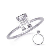 14 KT White Gold Engagement Ring 9x7mm EC