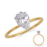 14 KT Yellow & White Gold Engagement Ring 5x3m
