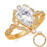 14 KT Rounds Shape Yellow Gold Halo Engagement Ring