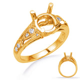 14 KT Rounds Shape Yellow Gold Diamond Engagement Ring